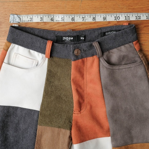 Jaded London Women's Mixed Patchwork Corduroy Trousers High Waisted Size 24 - Picture 6 of 11
